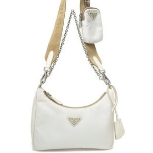 Prada ReEdition 2005 Saffiano Leather Chain Shoulder Bag White